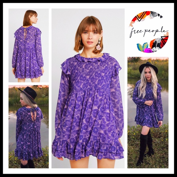 FREE PEOPLE BOHO FLOWY BABYDOLL MINI DRESS A2C - Picture 7 of 16